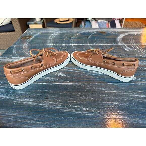 L.L. Bean Loafers/boat shoes, size 6.5; Brown/Tan Leather - Picture 5 of 8